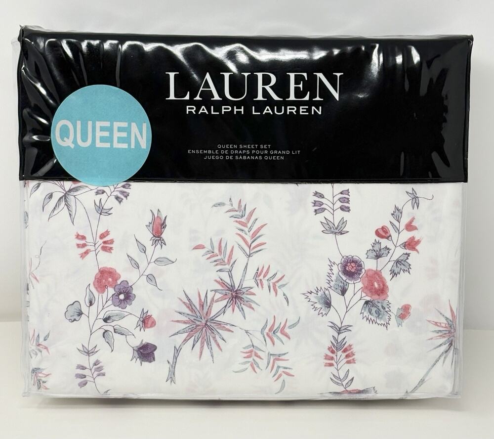 Ralph Lauren Maddie Blossom Floral Queen Sheet Set 4 pcs Pink/Red Blue NWT NIP